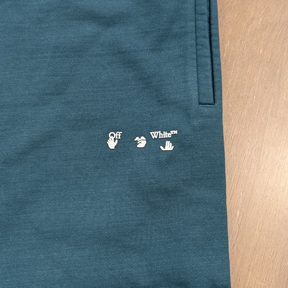 $465 Mens OFF-WHITE Logo Skate Sweat Shorts Blue - Picture 2 of 6